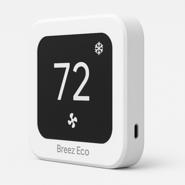 Breez Eco side view showing USB-C power port on white background