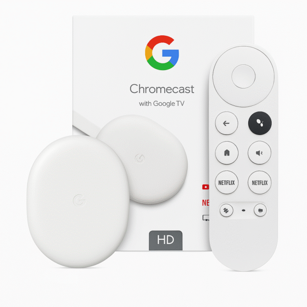 Chromecast with Google TV – 4K Streaming & Voice Remote With Product Box