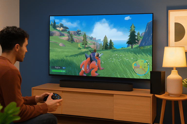 Console gamer using Fire TV QLED with Xbox Series X