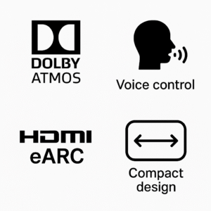 Feature Overlay – Dolby Atmos & HDMI eARC Icons