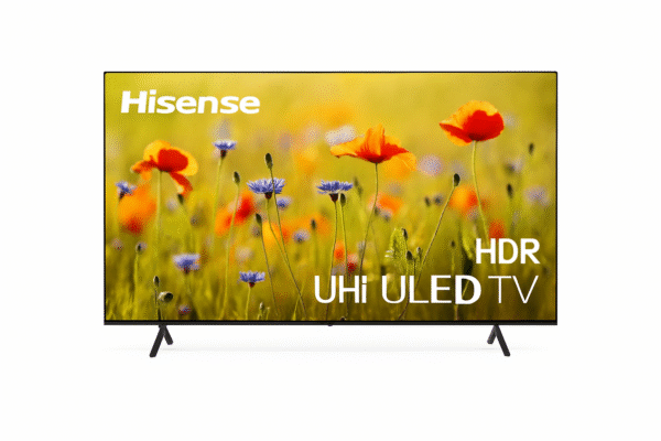 Hisense U8H ULED TV front view with HDR display on white background