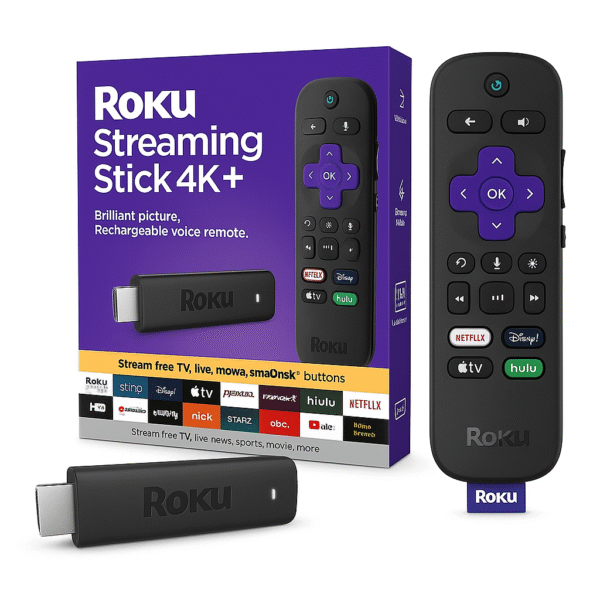 Roku Streaming Stick 4K+ – Fast 4K HDR Streaming with Voice Remote and Private Listening