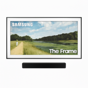 Samsung Frame TV in Art Mode - 4K QLED lifestyle display on white background