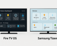 Side-by-side Fire OS and Tizen smart home dashboards
