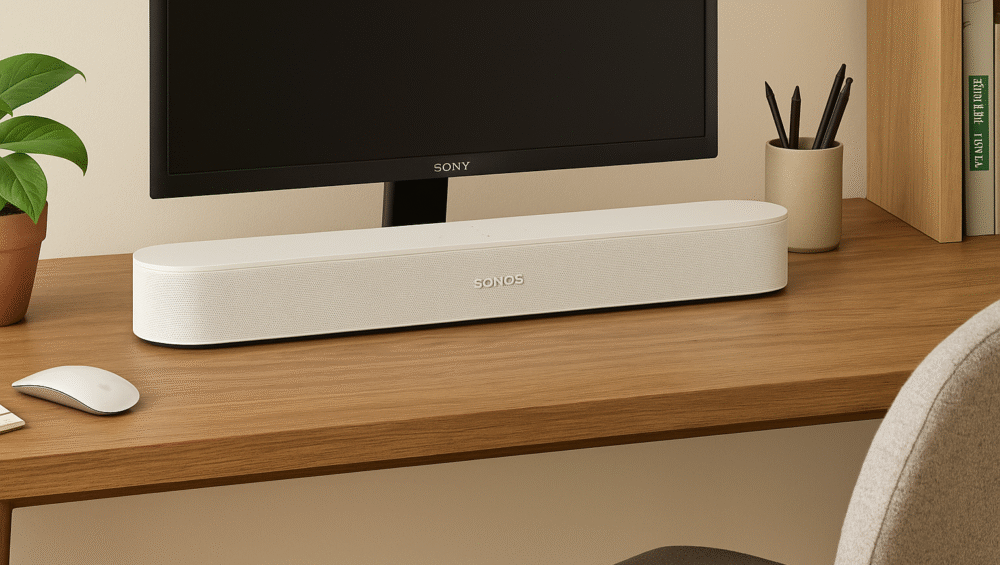 Sonos Beam Gen 2 Beam in home office desk setup