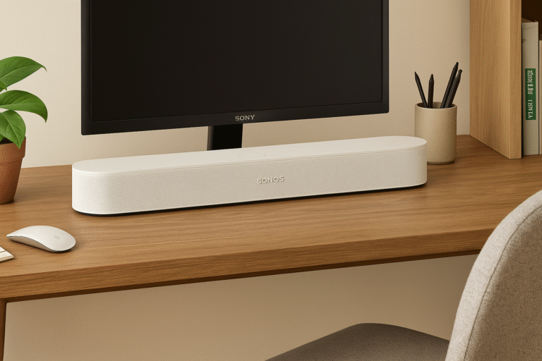 Sonos Beam Gen 2 Beam in home office desk setup