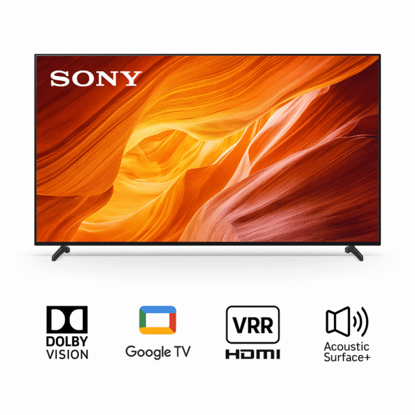 Sony A80K OLED smart features – Dolby Vision, HDMI 2.1, Acoustic Surface on white background