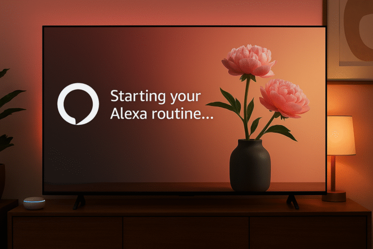 TV initiating an Alexa routine with smart lights adjusting