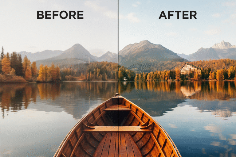 Visual comparison of before vs after AI upscaling