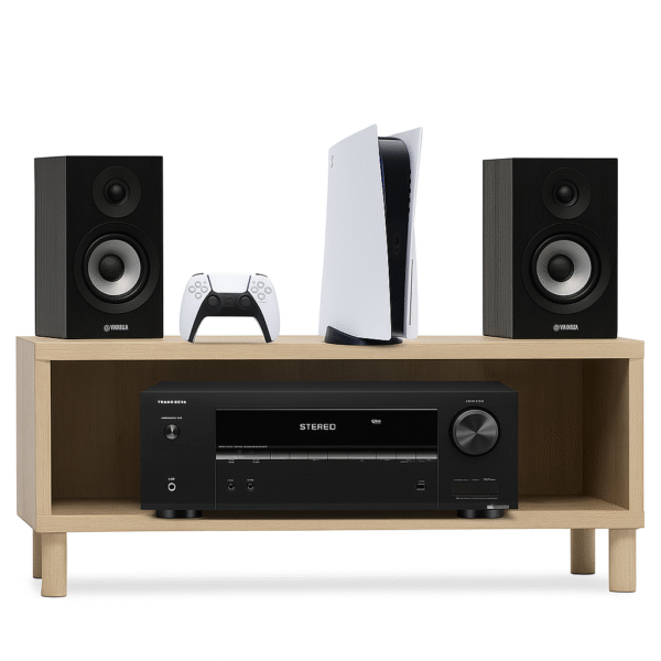 Yamaha TSR-700 in home theater setup on white background