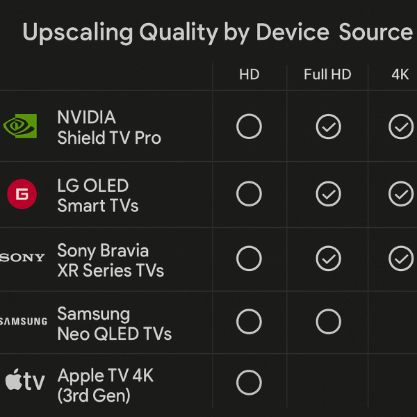 Chart comparing upscaling quality by device and source