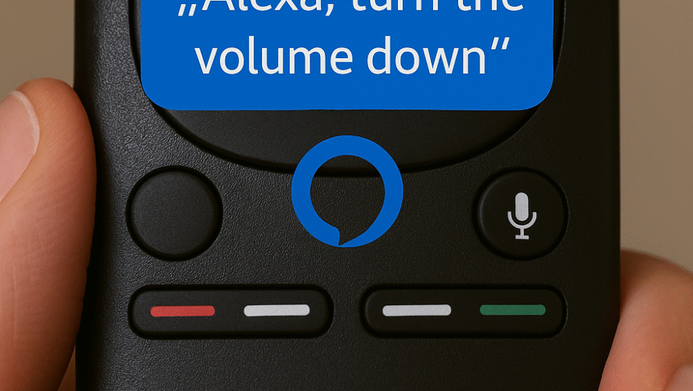 Close-up of Alexa voice prompt on LG Magic Remote
