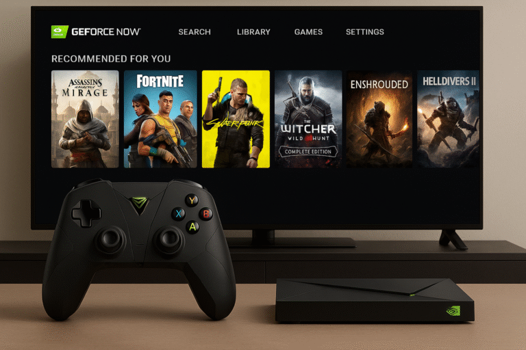 Gamepad + GeForce NOW interface on Shield TV
