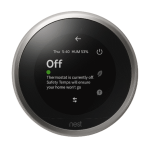 Google Home app interface with temperature controls