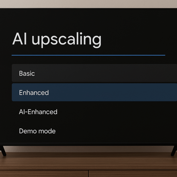Settings menu showing AI upscaling options on Shield TV