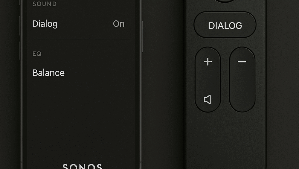 Audio settings screenshot or remote with dedicated dialog button.