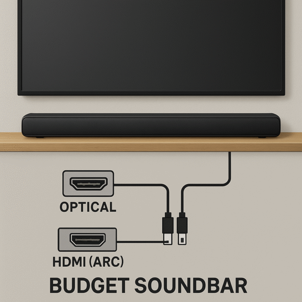 Budget soundbar under screen with wiring diagram