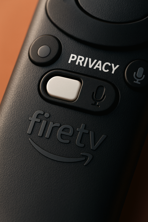 Close-up of privacy toggle switch on Fire TV remote