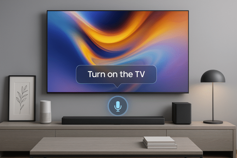 Concept design of future voice-controlled media center.