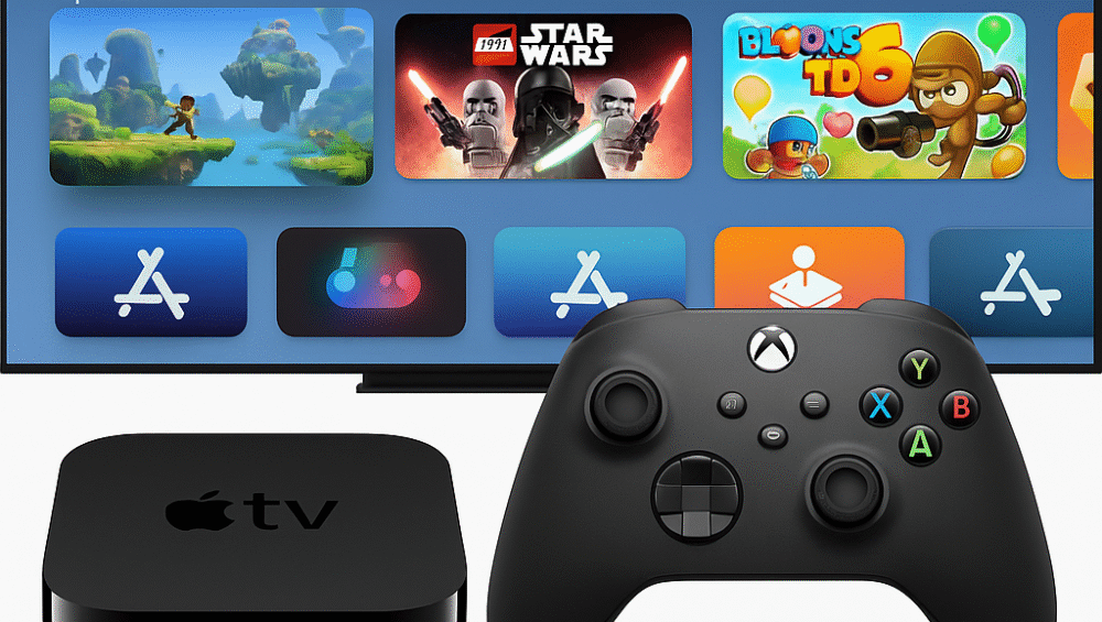 Image of gamepad with Apple TV and Arcade menu