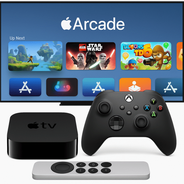 Image of gamepad with Apple TV and Arcade menu