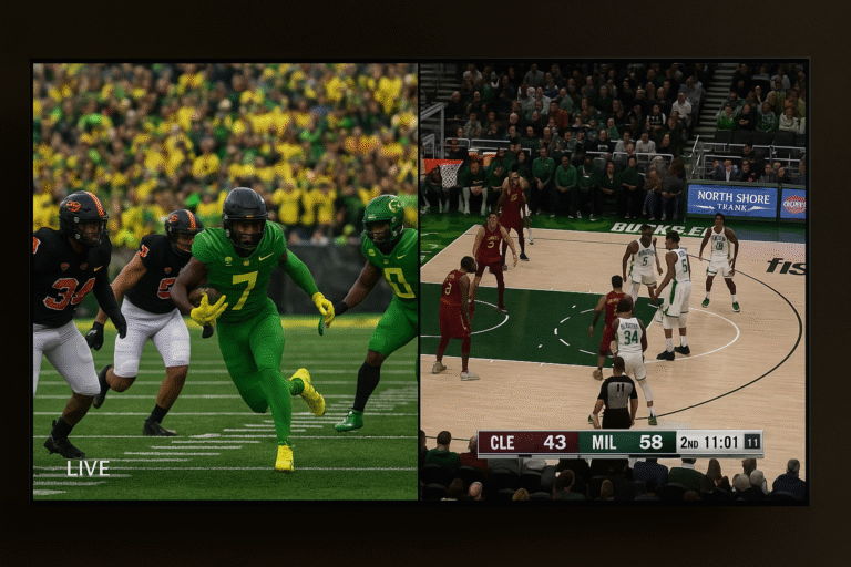 Image of multiview screen with two sports streams