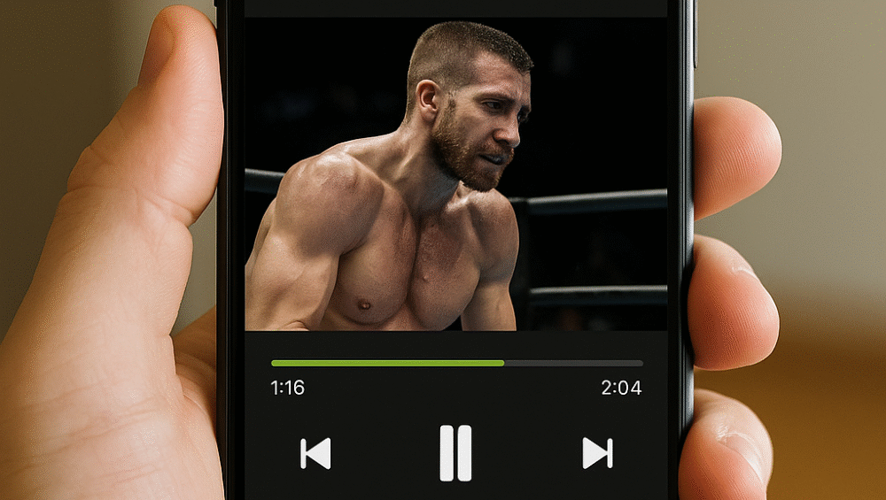 Mobile phone showing Plex remote streaming from Shield