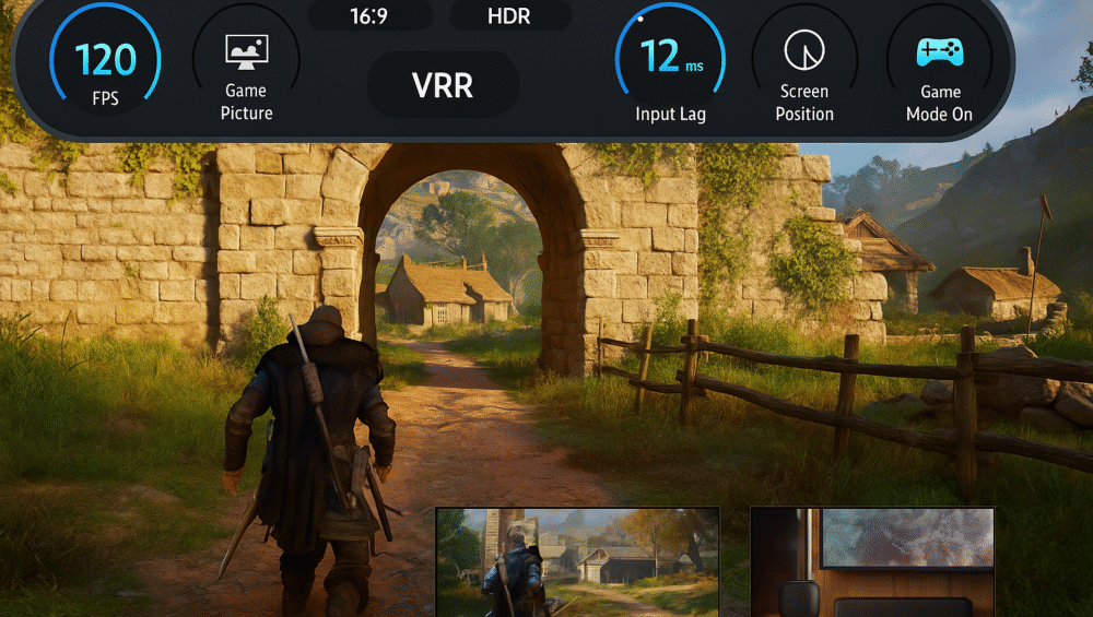 Samsung Game Bar UI showing real-time metrics while gaming.