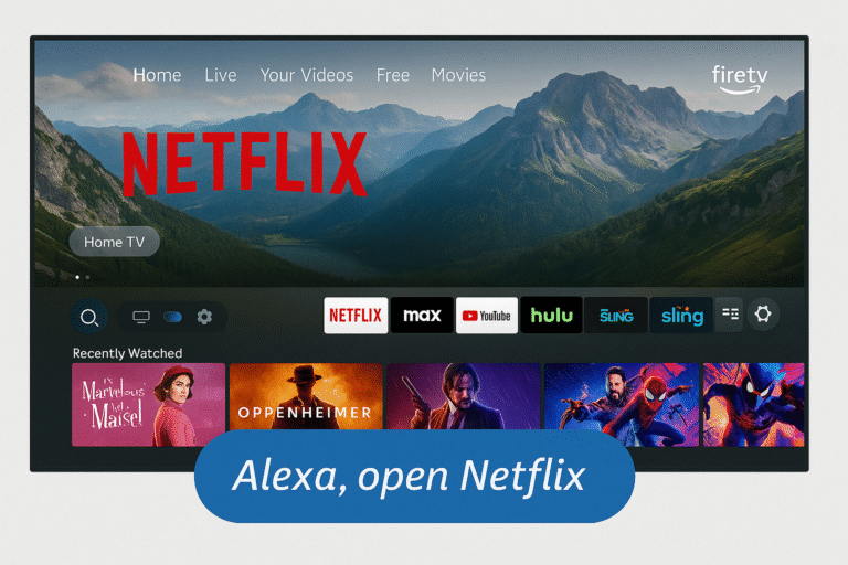 Screenshot of Alexa command activating Netflix on Fire TV