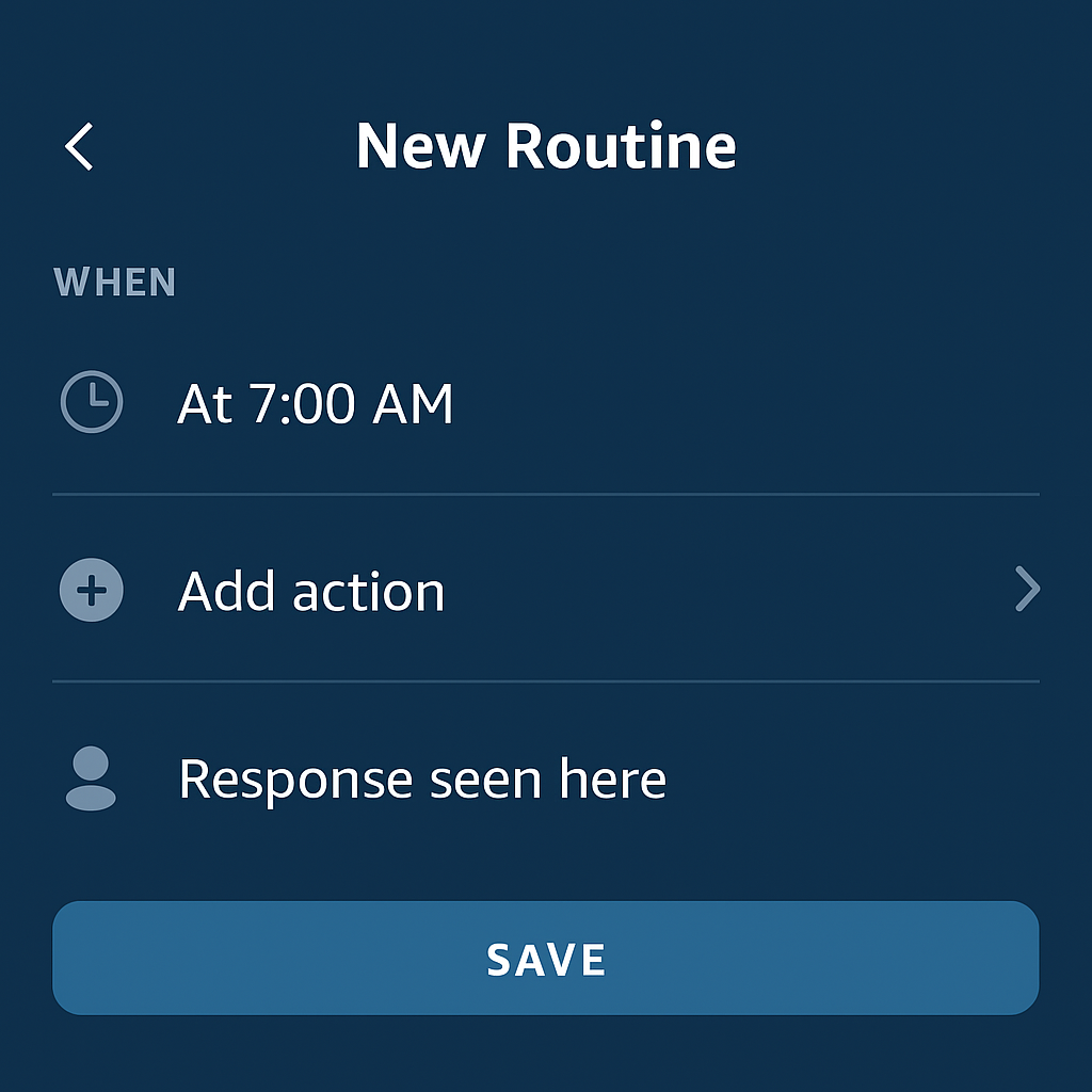 Screenshot of Alexa routine editor in Alexa app