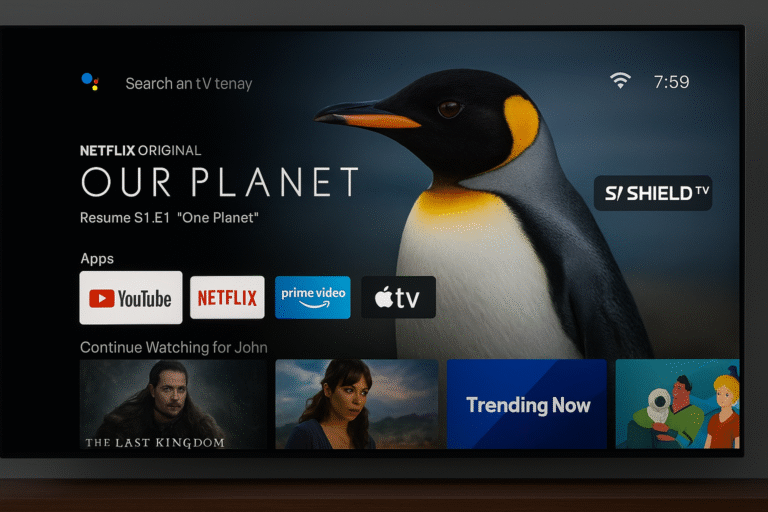 Screenshot of Netflix or YouTube on Shield TV with AI enhancement active