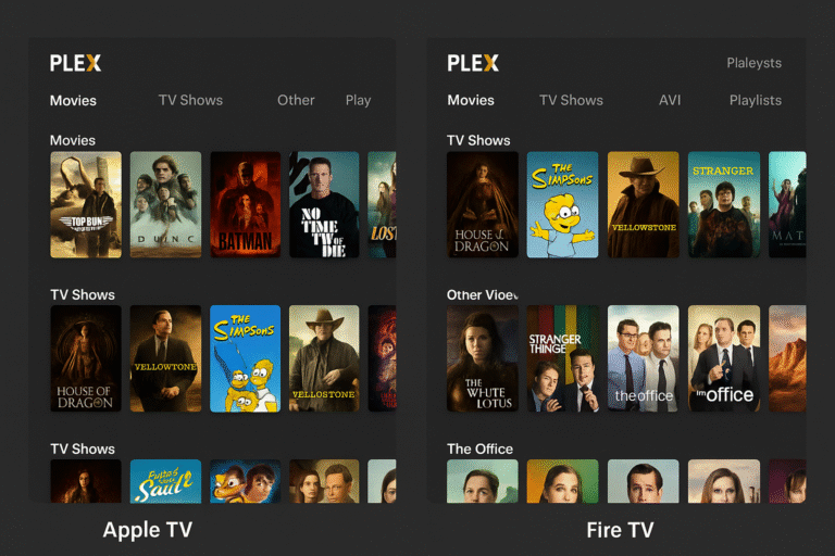 Screenshot of both UIs with Plex libraries loaded.