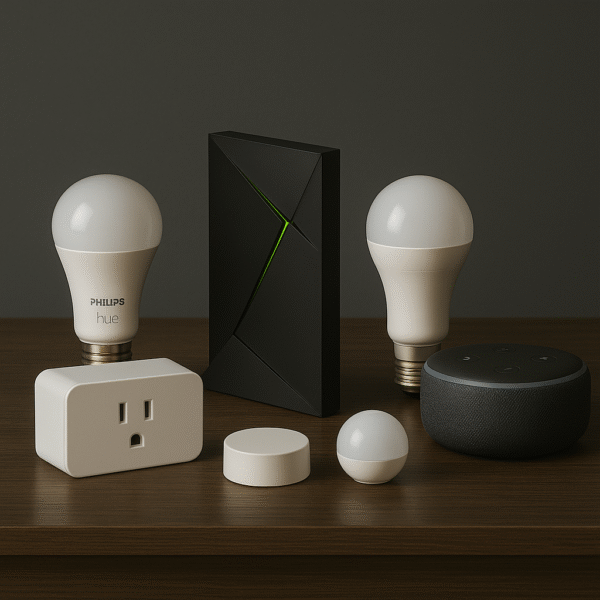 Shield TV alongside smart home devices bulbs, plugs, etc