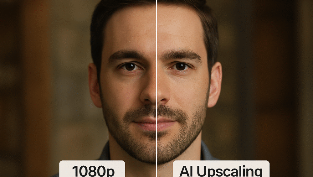 Side-by-side comparison of a scene showing facial features using both methods.