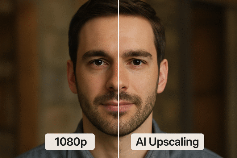 Side-by-side comparison of a scene showing facial features using both methods.