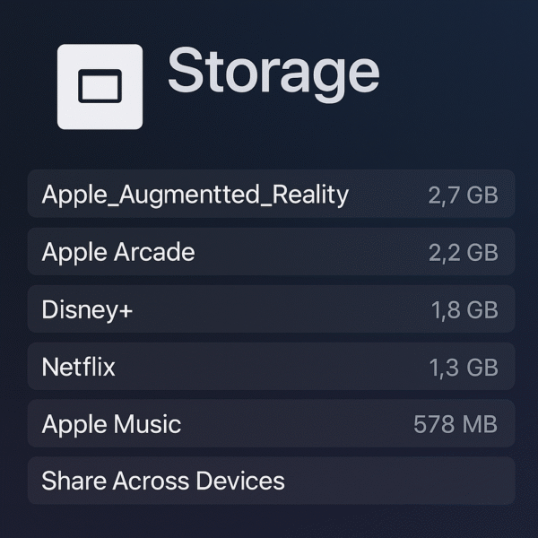 Storage setting screen on tvOS