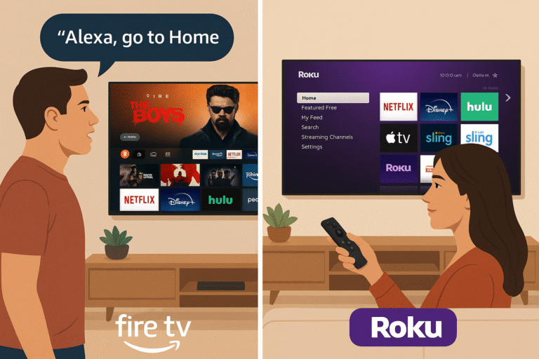 User giving Alexa command to Fire TV vs using Roku remote