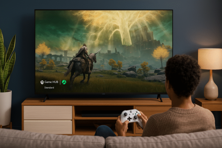 User playing cloud-based Xbox game via Game Hub