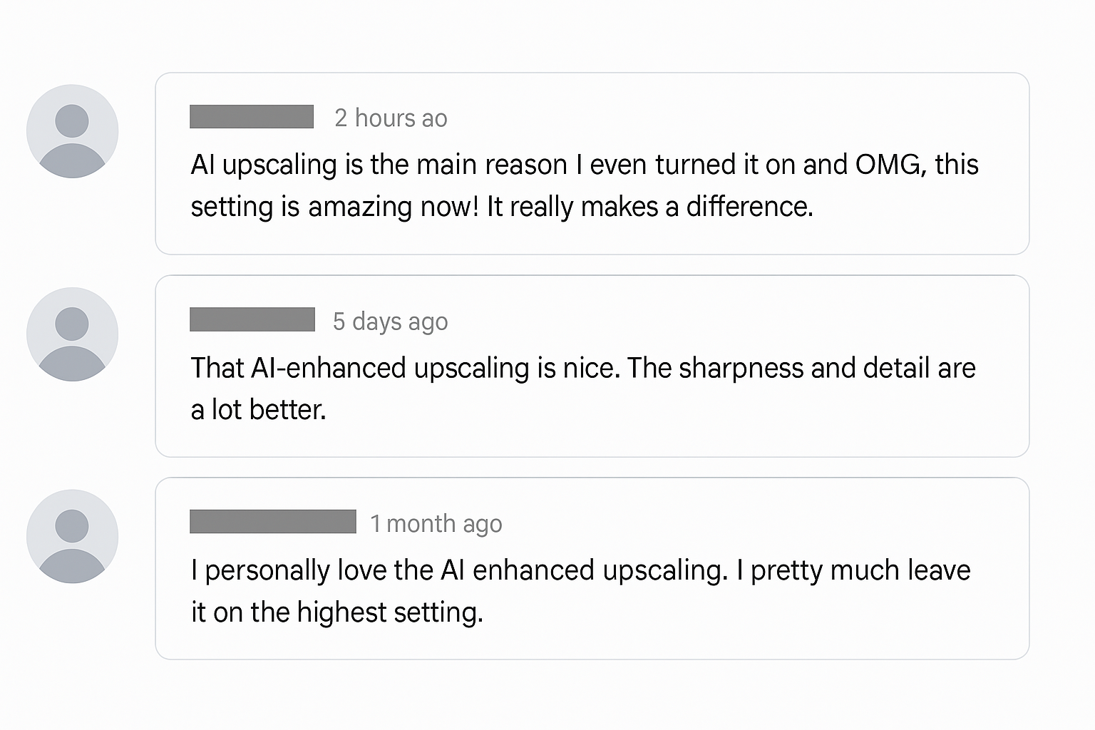 Viewer comments from Reddit or AVSForum