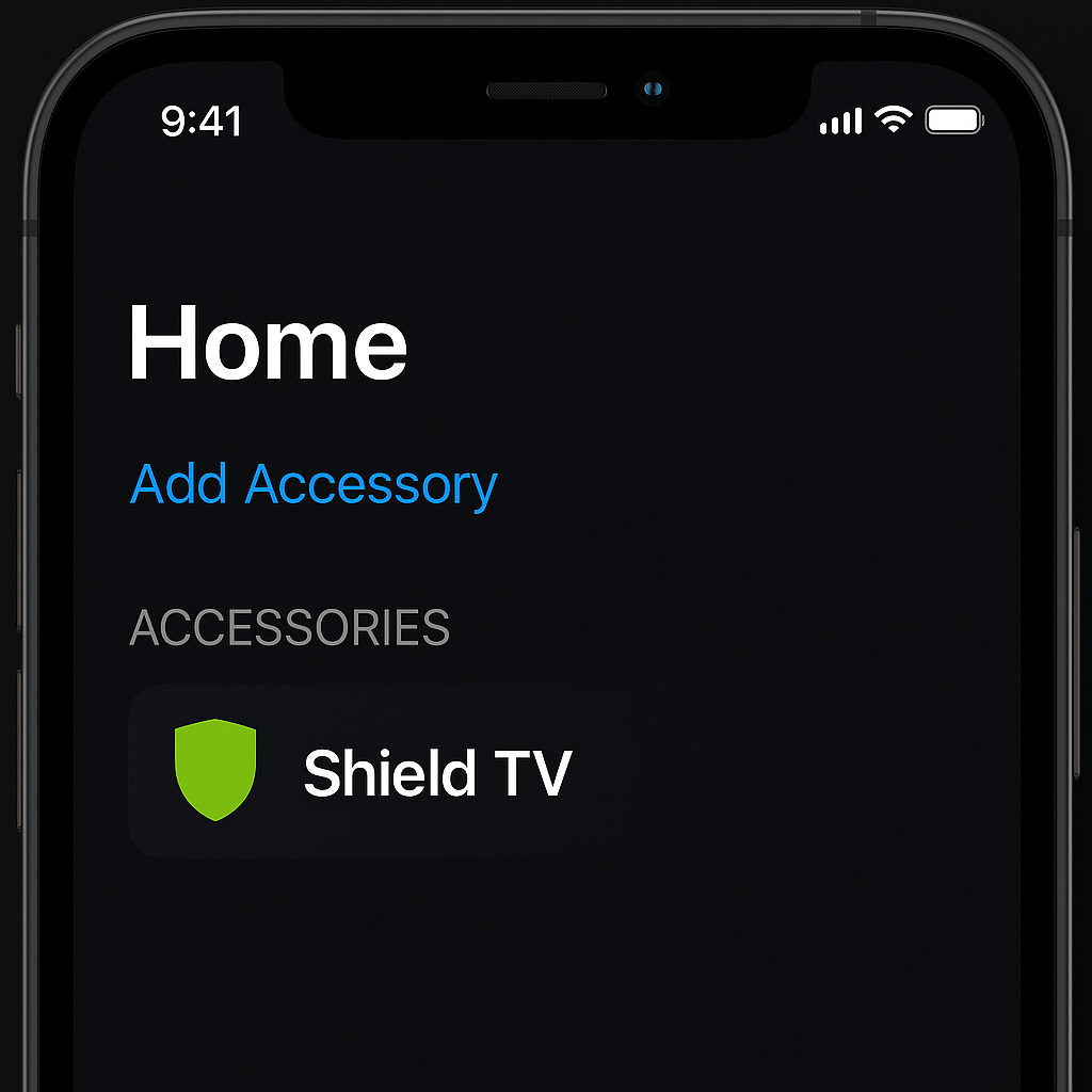 iPhone Home app with Shield TV listed as accessory