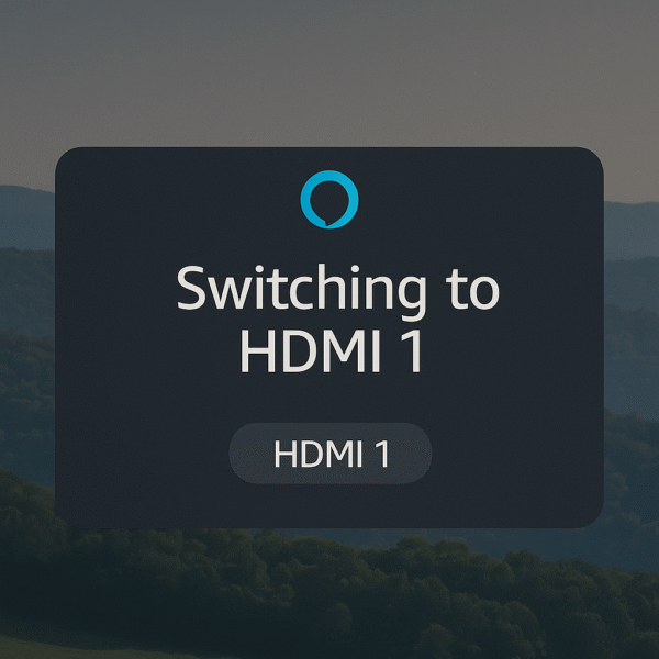 Alexa command prompt switching inputs with label overlay