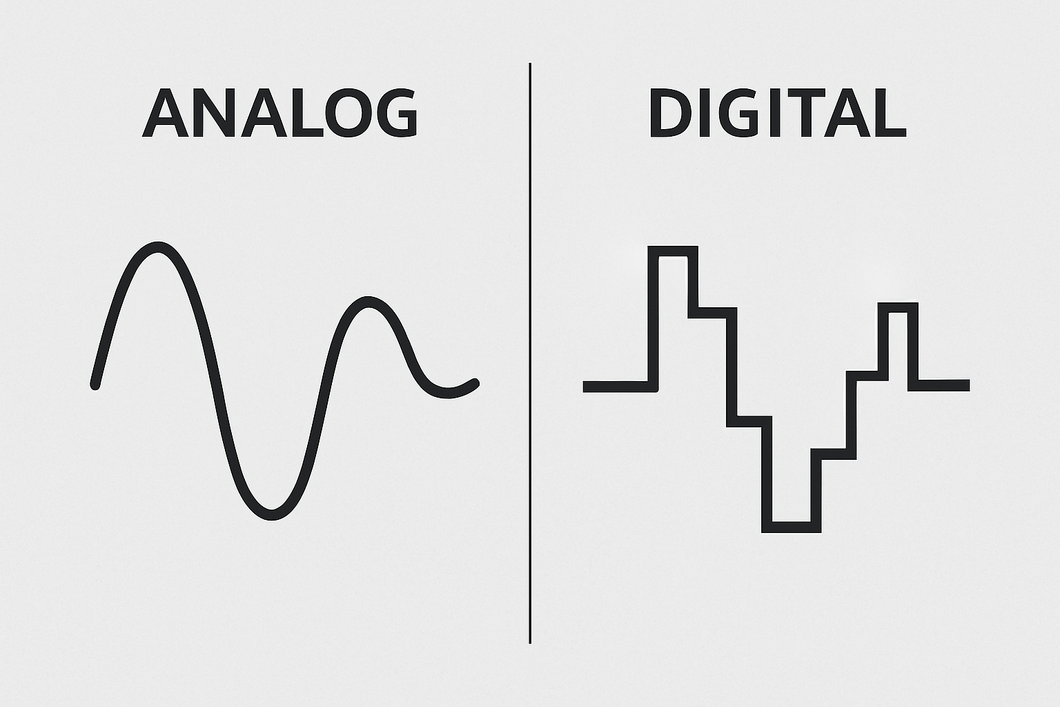 Audio waveform visual comparison (analog vs digital output)