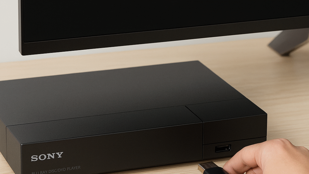 Photo of user installing USB firmware on Sony player