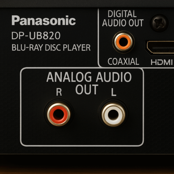 Rear panel of DP-UB820 highlighting analog audio outputs
