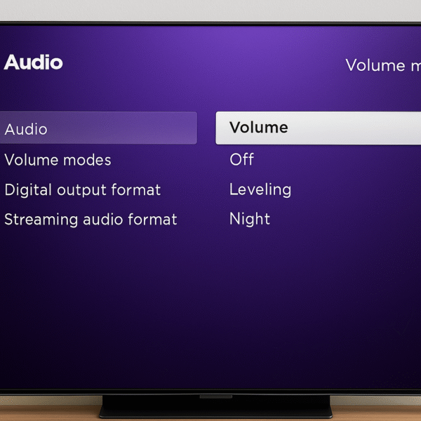 Roku audio settings screen showing volume leveling option