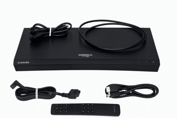 Samsung UBD‑M9500 4K Ultra HD Blu-ray Player – Dual HDMI, power cord and remote
