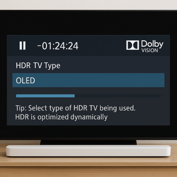 Sony player playback UI showing Dolby Vision content active