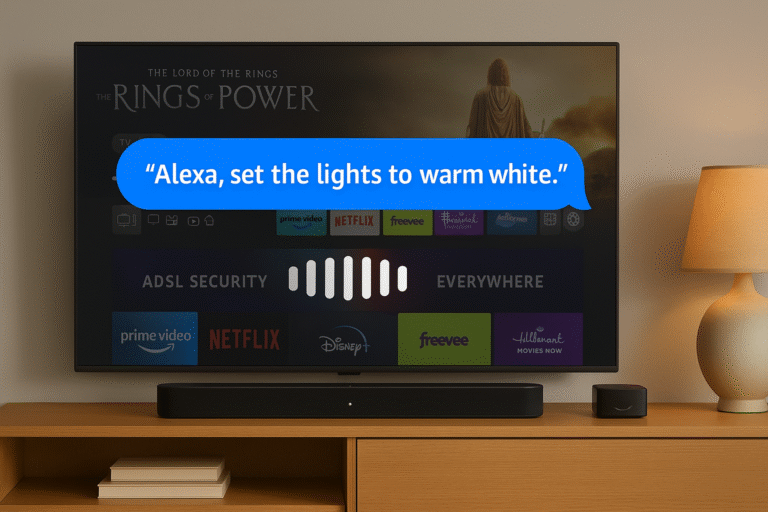Voice command overlay for smart light control on Fire TV