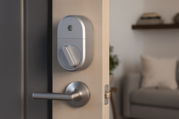 August Smart Lock 3rd Gen installed on a modern door interior