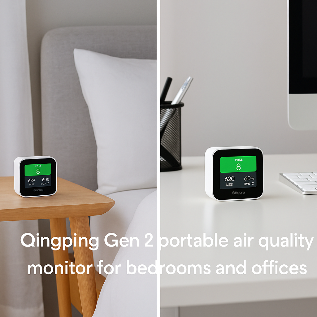 Lifestyle Image The device placed neatly on a bedside table in a bedroom